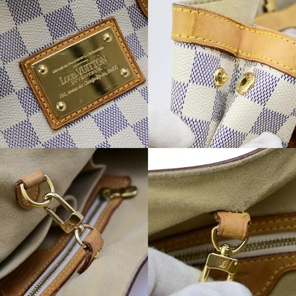 LOUIS VUITTON Hampstead PM Shoulder Bag Damier Azur Leather White - Picture 11 of 16